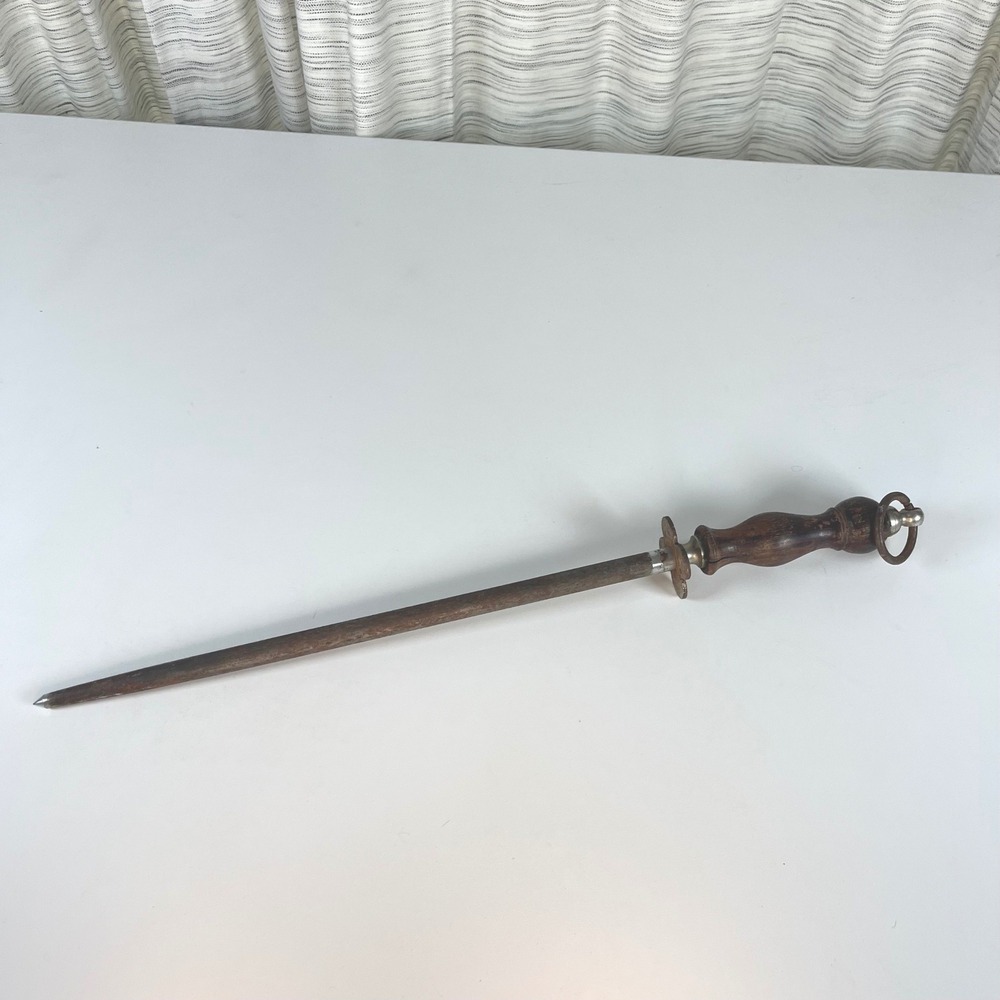 Village Blacksmith Knife Sharpening Steel‎ 20" Fair Antique Wood Handle Rust